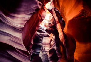 Squeezing through Antelope Canyon